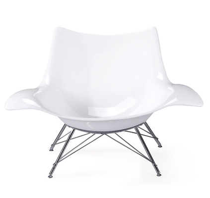 Fiberglass Shell Covered Beetle Lounge Chair , Pure Color Fabric Upholstered Dining Chairs