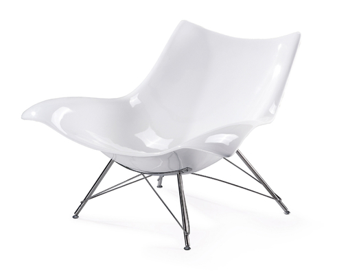 Fiberglass Shell Covered Beetle Lounge Chair , Pure Color Fabric Upholstered Dining Chairs