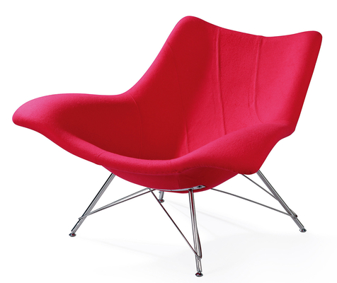Fiberglass Shell Covered Beetle Lounge Chair , Pure Color Fabric Upholstered Dining Chairs